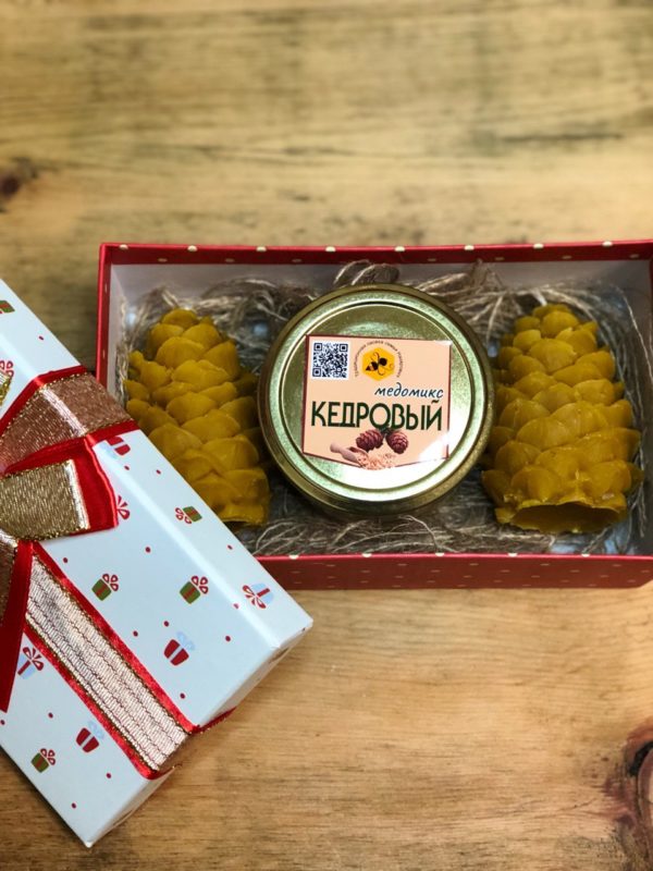 Подарочный набор: Кедровый с алтайским медом и кедровыми орешками